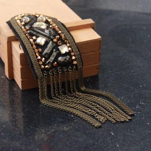 Blazer Epaulet Kpop Handmade Fringed Tassel Metal Punk Epaulette Shoulder Brooch Stage Strap Brooch Fashion Suit Accessories