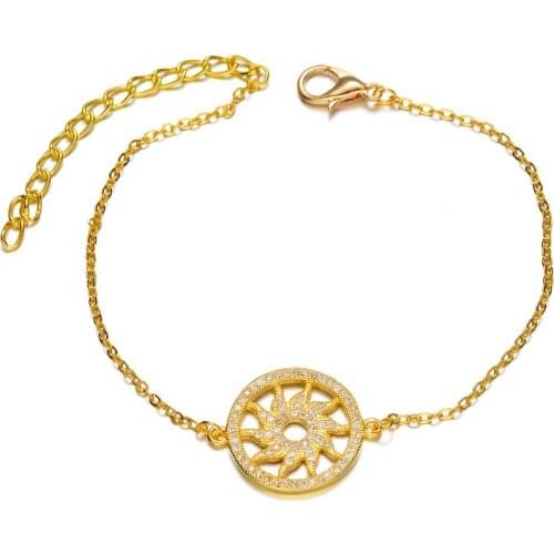 New Arrival Fashion Charm girls Bracelets Popular Micro Pave Cubic Zirconia Round Sun Pendant Bracelets Jewelry