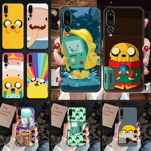 Cute Cartoon Adventure Time Phone case For Huawei P Mate P10 P20 P30 P40 10 20 Smart Z Pro Lite 2019 black painting waterproof