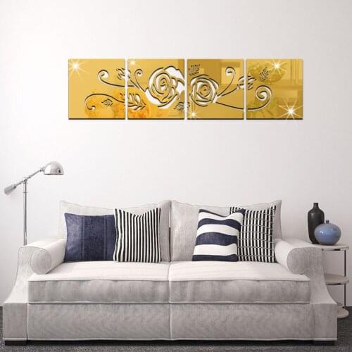 Flower Acrylic Mirrored Decorative Sticker Wall Art Mirror Decor Room Living Room Bedroom TV Wall Home Decals Decor