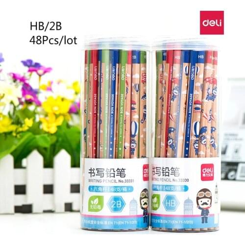 Deli Wooden Lead Pencil 48 30 Pcs HB 2H 2B Triangular Hexagonal Drawing Writing Test Pencils Student Writing Supplies