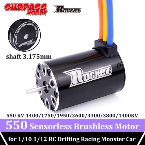 SURPASS HOBBY Rocket 550 Motor Brushless Sensorless 1400/1950/2600/3800/4300KV 3.175mm Shaft for 1/10 1/12 Rc Car Trucks Monster