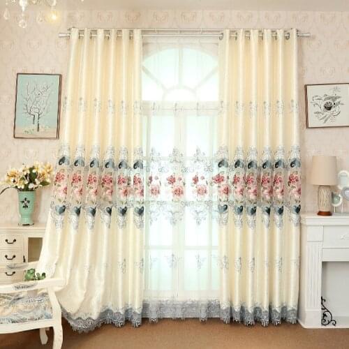 European Luxury Hollow Soluble Curtains Embroidery Screens For Living Room Bedroom Tulle Window Sheer Cloth Drapes