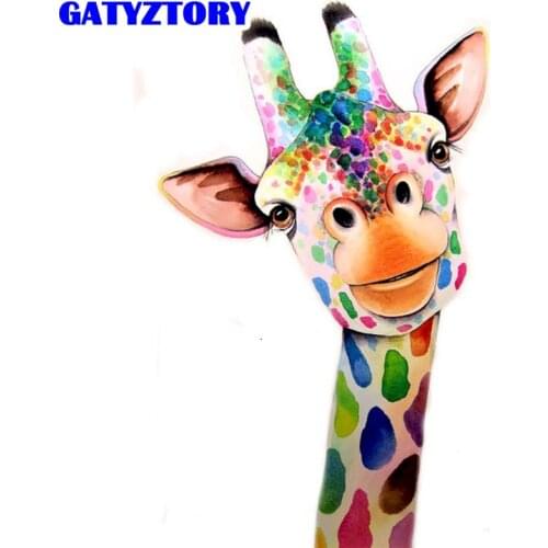 GATYZTORY Framed Giraffe Painting Paints By Numbers Kits For Kids HandPainted Unique Gift Living Room Bedroom Wall Artcraft Deco
