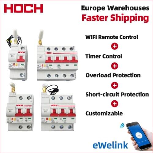 HOCH ZJSB9-80Z WIFI Circuit Breaker Timer Remote Control 2P Ewelink app Smart Automatic Intelligent Switch FACTORY Free shipping