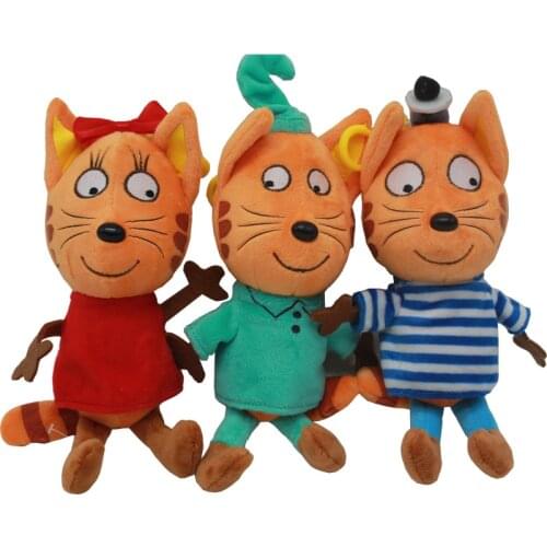 20cm Russian Cartoon Three Kittens Happy Kittens 3 Cats Soft Stuffed Plush Toys Animals Cat Dolls for Kids Children Gifts