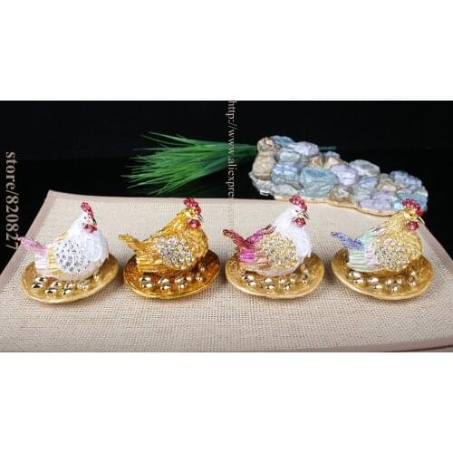 Collectible Trinket Box Chicken Home Decor Excellent Chicken & Eggs Jeweled Trinket Box ROOSTER Trinket/Ring Box
