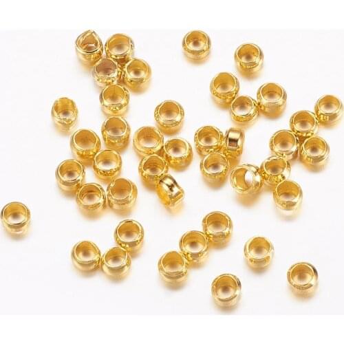 10g Brass Crimp Beads Spacer Rondelle Beads for DIY Jewelry Making Necklaces Bracelets Golden Color 2.5mm