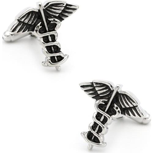 Mens Angel Wing Cuff Links Copper Material Black Color
