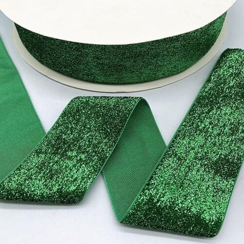 NEW 6--38mm Glitter Velvet Ribbon No Elastic Single Face Ribbon Headband Clips Bow Decoration # 06