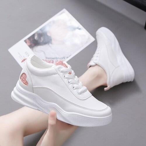 New inner high love womens shoes student casual shoes Versatile small white shoes with thick soles KX6154