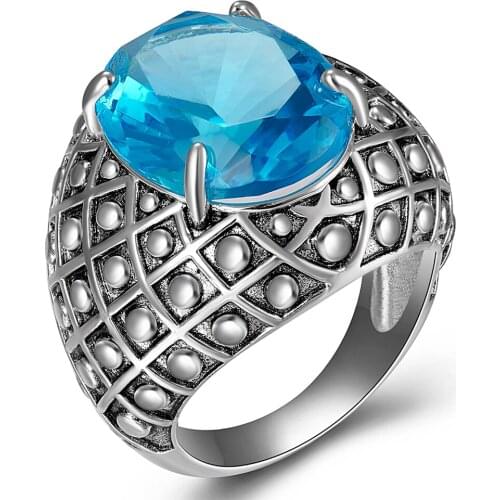 New Polka Dot Blue Rings for Women Lovely Wedding Engagement Radiant Cut Zircon Black White Color Hot Pick WA11871BL