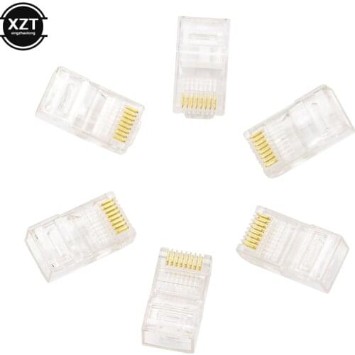Wholesale 50 100 pcs Cat5 RJ45 RJ 45 Connector plug 8P8C Modular Ethernet Cable Head Plug Gold-plated Cat 5e Crimp Network