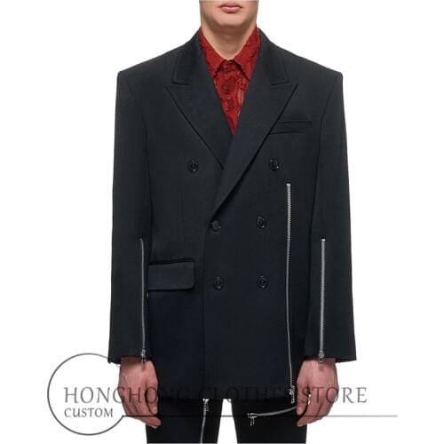 2020 Autumn and winter new design loose zipper splicing silhouette mens suits 【custom】M-6XL! Big yards mens clothing