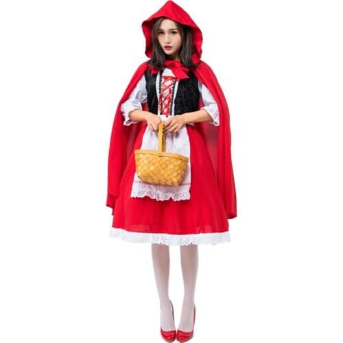 Sexy Adult Classic Fairy Tale Little Red Riding Hooded princess Costume Halloween Carnival Party Nightclub Maid Cosplay Dress Pl