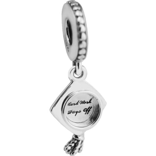 Fits for Pandora Charms Bracelets Graduation Beads 100% 925 Sterling-Silver-Jewelry Free Shipping