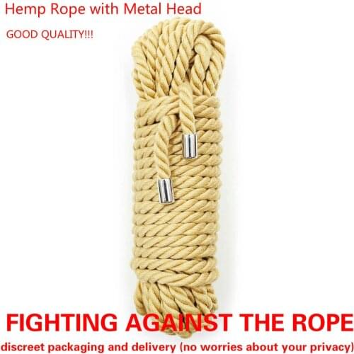20m 10m 5m High Quality Metal Head BDSM Fetish Imitation Hemp Shibari Bondage Rope for Binding Restraints Role Play