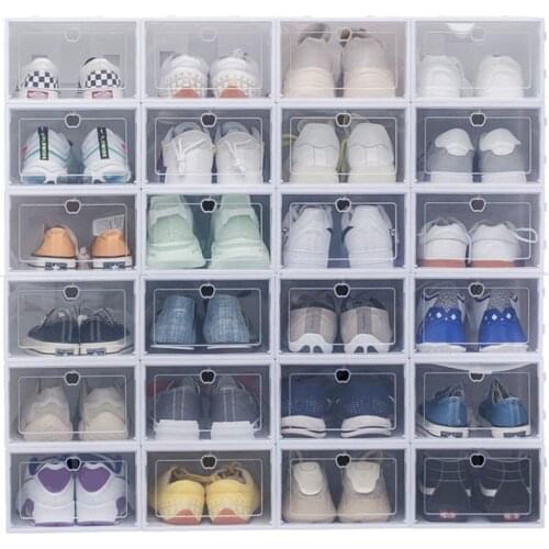 Transparent Shoe Storage Box Thickened Plastic Flap Dustproof Drawer Type Rack Shoes Cabinet Home Holder Organizer Dropshipping