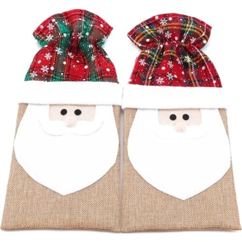 Christmas Wine Bottle Linen Snow Santa Claus Snowman Wine Bottle Cover New Year Gift For Party Dinning-table Bottle Decoration