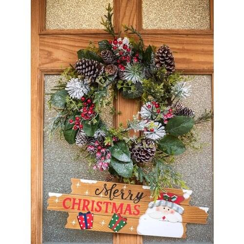 Christmas Day Wreath Rattan Merry Christmas Welcome Sign Holiday Atmosphere Garden Party Decoration Door Listing Snowman Old Man