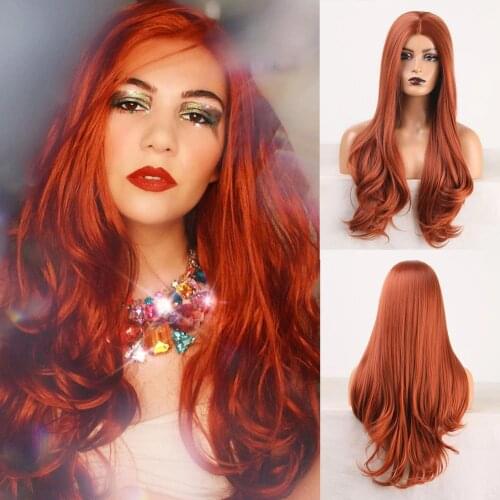 Brown Color Synthetic Cosplay Wig with Baby Hair Wig Heat Resistant Fiber Hair Full Machine Made Wig 150% Density