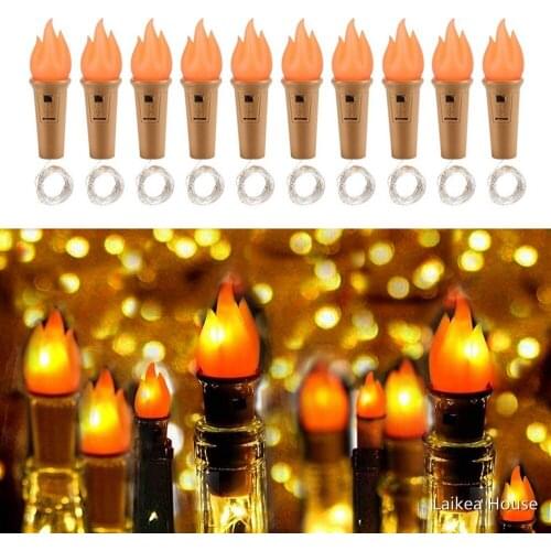 LED Copper Wire Lamp Flame Wine Bottle Stopper 2PCS Led String Lights Christmas Decoration Lights Flame Cork Lights Warm White