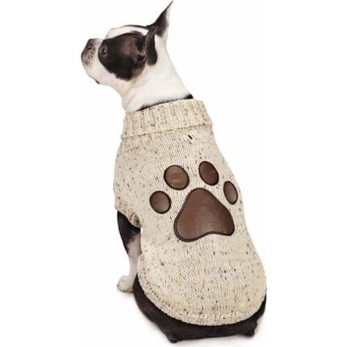 Dog Sweater with Leather Claws OEM ODM Factory Eco-friendly Pet Clothing Cotton Hand Knit