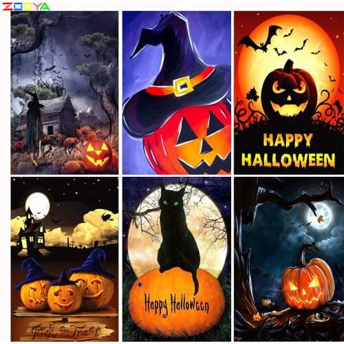 ZOOYA Full Diamond Painting Halloween 5D Diamond Painting Funny Diamond Mosaic Animal Embroidery Halloween Home Decoration sp998