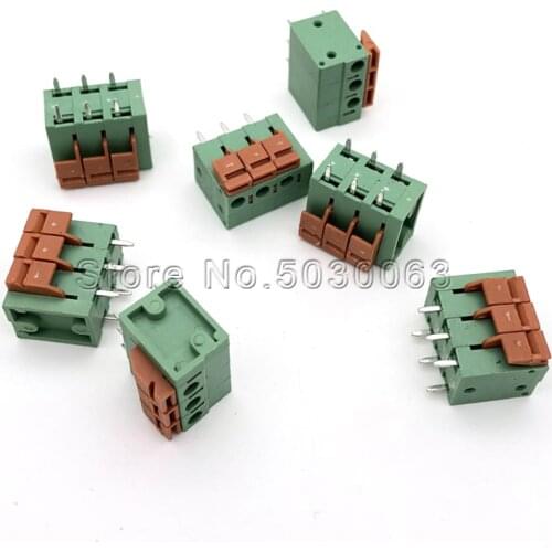 10pcs/lot Kf142v-5.08mm 3p spring type pcb Connection terminal double row 5.08 spacing screw-free