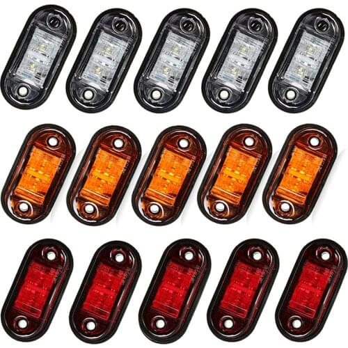 10 Pcs Warning Light LED Diode Light Trailer Truck Orange White Red LED Side Marker Lamp Oval Clearance Trailer Light New