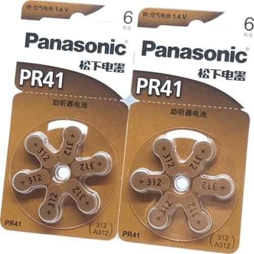 12pcs/lot Panasonic PR41 Hearing Aid Battery 7.9MM*3.6MM 312 Deaf-aid Cochlear Button Coin Cell Batteries Audiphone (2cards)