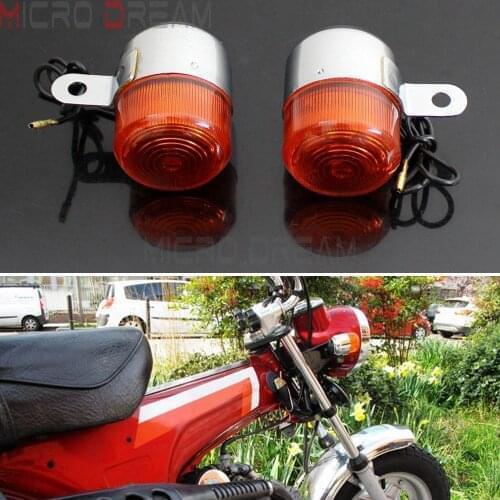 2x Motorcycle 12V Amber Cafe Racer Turn Signal Light Blinkers Flashers For Honda Dax ST50 ST70 CT70 Z50 Chopper Turn Indicators