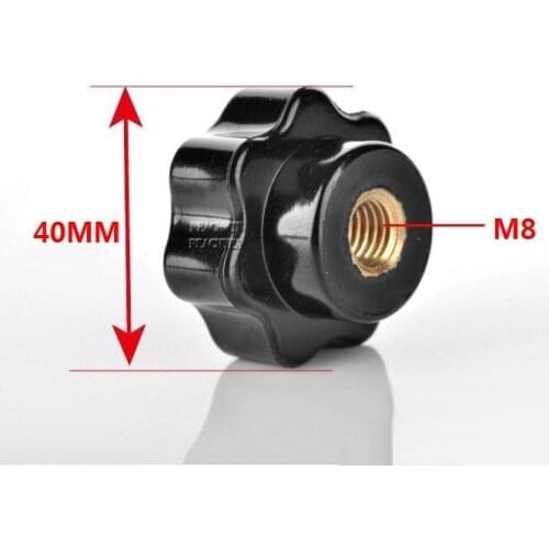 20PCS/Lot M8*40mm Female Thread Bakelite Lathe 7Star Knob 8mm Thread 40mm Head Diameter Blind Hole Nut Clamping Knob Handles