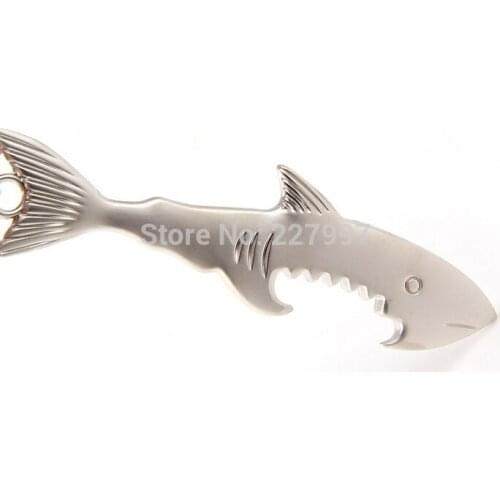 200pcs 2016 2in1 Keychain And Opener Creative Fish Keychain Beer Opener Keyring Can Openers Alloy Shark Shape Bottle Opener DHL