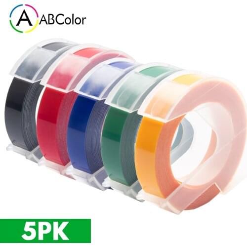 5PK Tape For DYMO 3D Embossing Tape 9mm Plastic Embossing Label Black Red Blue Green Yellow For DYMO Motex E-101 E-202 E-303