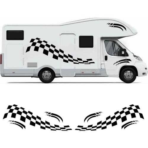 6PCS Racing Motorhome Car Body Decor Stickers Graphic Vinyl Stripe for Camper RV Decals Van Horsebox Caravan Sticker Accessories