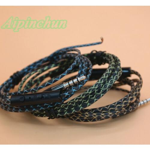 Aipinchun 3.5mm 4-Pole DIY Earphone Audio Cable with Mic Repair Replacement Headphone 128cm 14 Core Copper Wire AA0204