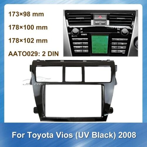 2 Din Car Fascia Radio Auto Multimedia fascia Audio Frame For Toyota Vios 2008 UV Black Car Head Unit Car Refitting Stereo