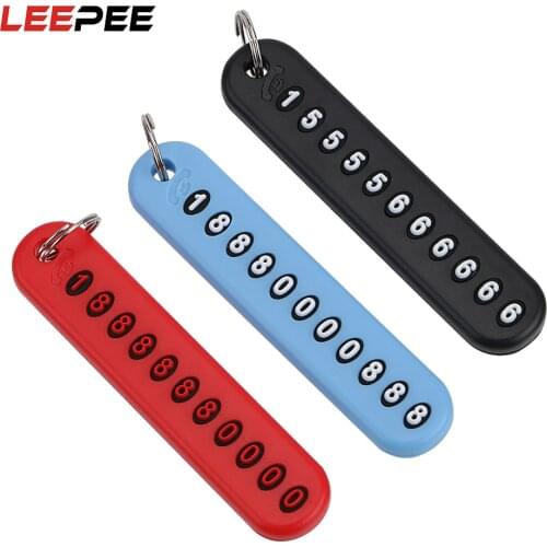 LEEPEE Phone Number Plate Car Keychain Anti-lost Auto Vehicle Phone Number Card Keyring