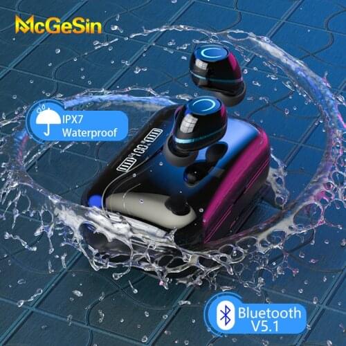 McGeSin Wireless Earphones Bluetooth V5.1 Headphone IPX7 Waterproof Headset TWS Earphone Music Earbuds For Xiaomi Samsung Huawei
