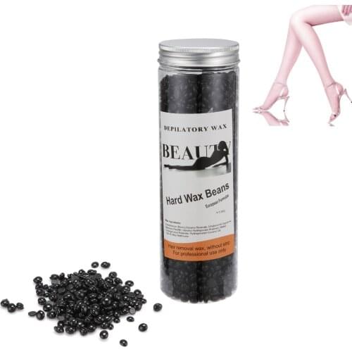 Odorless Black Depilatory Hot Film Hard Wax Beans Pellet Waxing Bikini Armpit Arm, Legs Hair Removal wax 400g Bottle