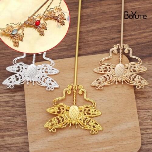 BoYuTe (10 Pieces/Lot) 53*44MM Alloy Dragonfly Hair Stick Materials Factory Supply Diy Antique Chinese Clothing Accessories