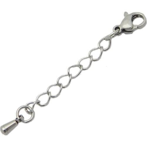 10cs/lot Stainless Steel Extension Tail Chain Lobster Clasp DIY Bracelet Necklace Extender Chains for Jewelry Making Findings