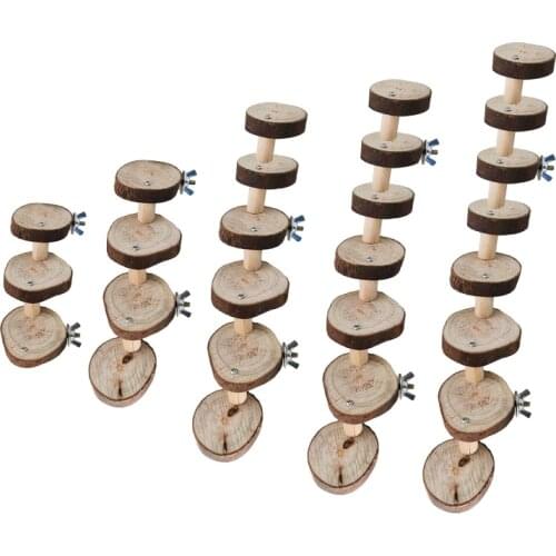 Wooden Parrot Hamster Climbing Ladder Stairs Birds Exercise Perches Stand Molar