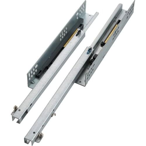 Two-section Long Soft-closing Under-installation Furniture Cabinet Drawer Slide Rails Hidden Support Bottom Rails