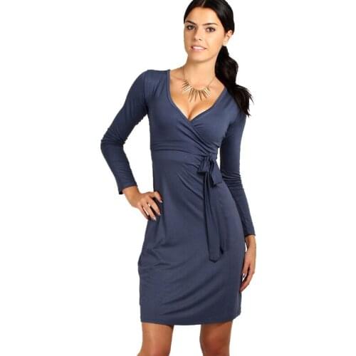 H0490 2022 New HOT Women Dresses New Fashion Elegant Hot Sale V-neck Long Sleeve Bodycon With Stretch Size S M L XL XXL XXXL