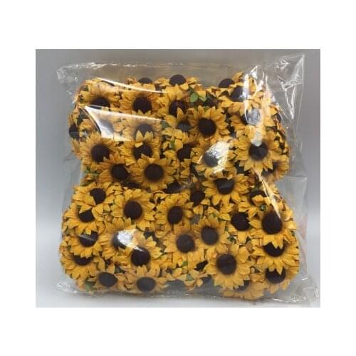 20pcs/50pcs/100pcs/lot artificial Sunflower Paper Fake Flowers Birthday Wedding Card Candy Box Packaging Accessories