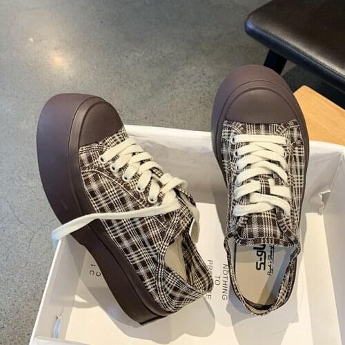 Skateboard Canvas Shoes Women 2021 New Summer Ladies Sneakers Shoes Platform Casual Tide Flat Lace Up Girl Student Shoes Women