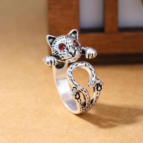 Cute Fortune Cat Shape Women Opening Rings Silver Color Dance Party Finger Ring Delicate Girl Gift Bague Bijoux Fashion Jewelry