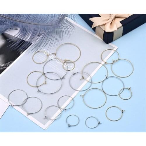 20pcs/Set Round Big Circle Earring Stainless Steel Gold Earrings Wire Hoops Connector DIY Jewelry Making Findings Ear Women Gift
